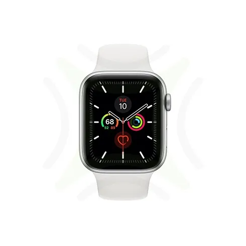 Apple Watch Series 5 44MM Silver Aluminum GPS + Cellular - White Sport Band