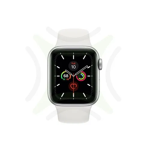 Apple Watch Series 5 44MM Silver Aluminum GPS - White Sport Band