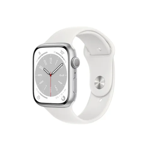 Apple Watch Series 8 45MM Silver Aluminum GPS – White Sport Band