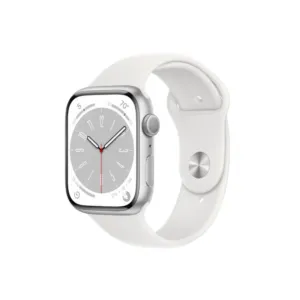 Apple Watch Series 8 45MM Silver Aluminum GPS – White Sport Band