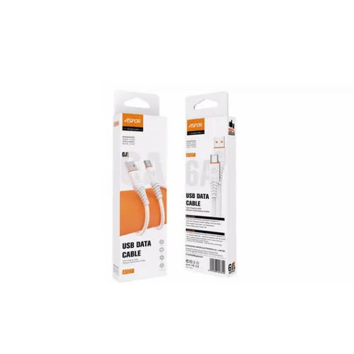 Aspor A127 6A Fast Charge Type-C/ Lightning Data Cable 1m Length Electric Wire