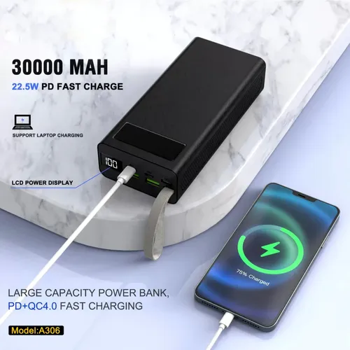 Aspor A306 30000mAh 22.5W LCD Display Power Bank