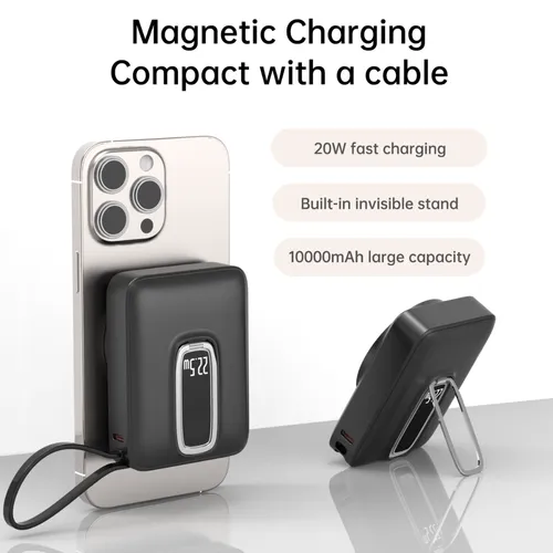 Aspor A313 22.5W 10000mAh Wireless Power Bank with Build-In USB‑C Cable