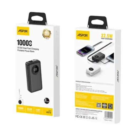 Aspor A372 10000mAh 22.5W Dual Fast Charging Power Bank