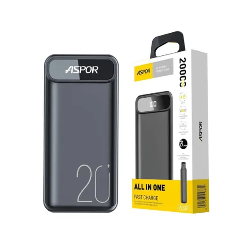Aspor A396 20000mAh Power Bank With PD Charging