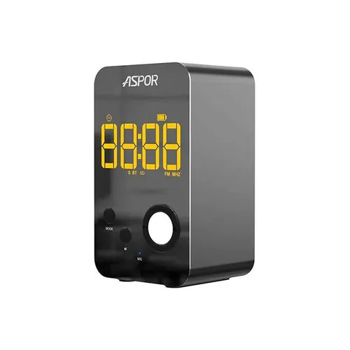 Aspor A658 Sound Box Retro Bluetooth Speaker with LED Display Alarm Clock