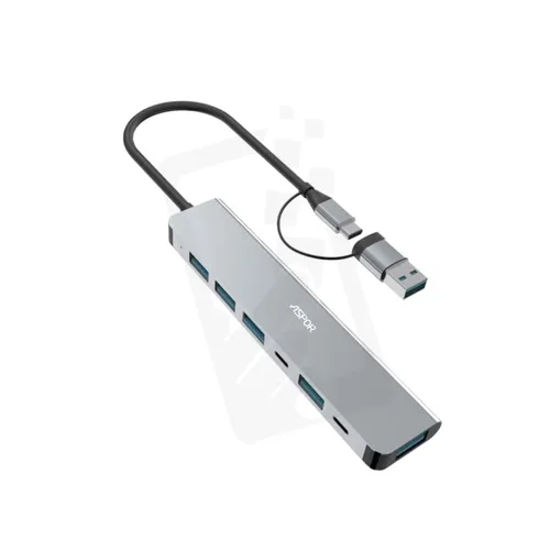 Aspor A781 USB A/C Hub 7-in-1 Multiport Adapter Fast Charging