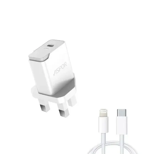 Aspor A825 PD 3 Pin 20W Charger with Cable