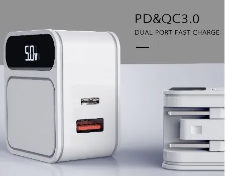 Aspor A835 Dock with LED Digital Display PD + QC 3.0 2USB