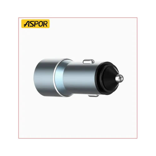 Aspor A931C 2.4A Dual USB Port Car Charger with Type-C Cable