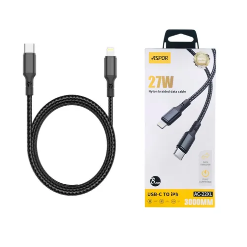 Aspor AC-22XL 27w Type-C to Lightning Cable 3m