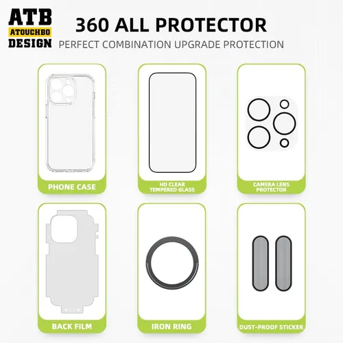 Atouchbo 6 in 1 Anti Shock Suit 360 Full Body Protection Case for iPhone 13 Pro Max