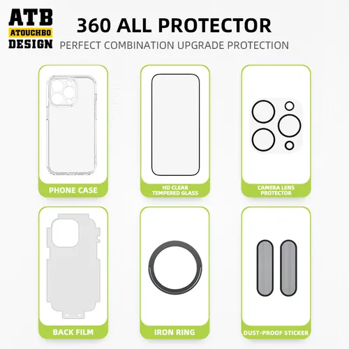 Atouchbo 6 in 1 Anti Shock Suit 360 Full Body Protection Case for iPhone 14 Plus