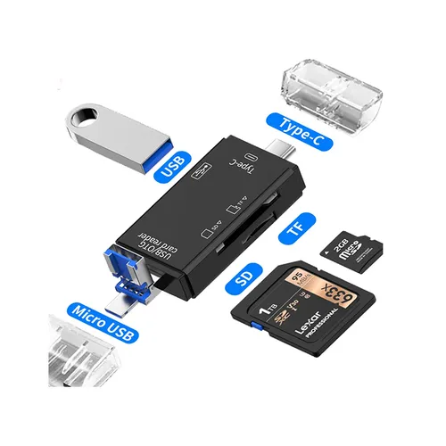 ATUD-05 6 in 1 Type-C + USB + Micro USB OTG Memory Card Reader