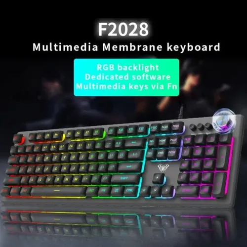AULA F2028 Wired USB Black Membrane Gaming Keyboard