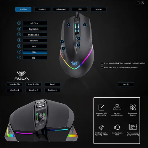 Aula F805 Wired Gaming Mouse with 7 Keys