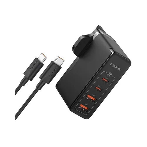Baseus 100W GaN5 Pro 2C+2U UK Pin Fast Charger with Type-C to Type-C 100W Cable