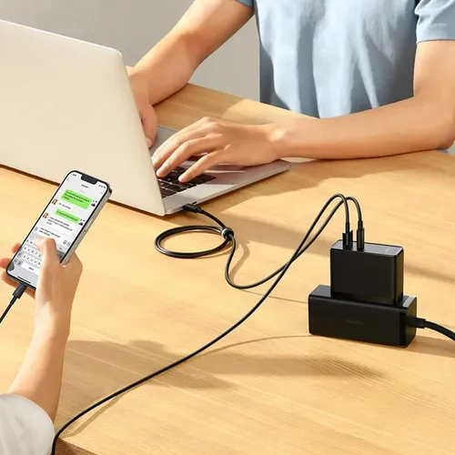 Baseus 100W GaN5 Pro C+U CN 2 Pin Fast Charger with Type-C to Type-C 100W 1M Cable