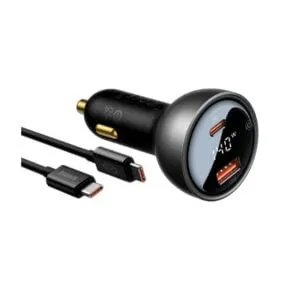 Baseus 140W Digital Display PD3.1 Dual U+C Fast Charging Car Charger with Superior Series Type-C Cable