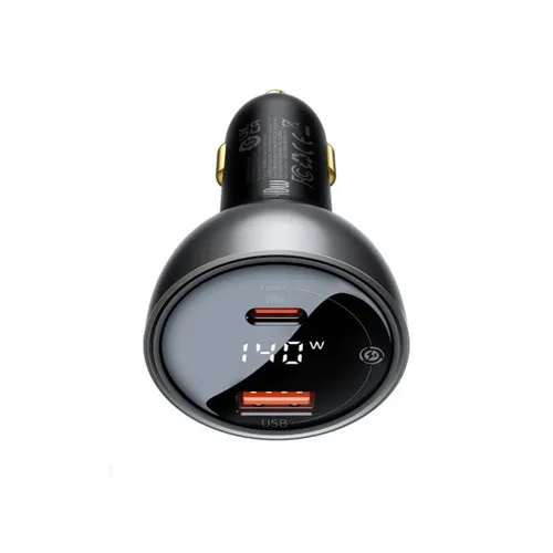 Baseus 140W Digital Display PD3.1 Dual U+C Fast Charging Car Charger with Superior Series Type-C Cable