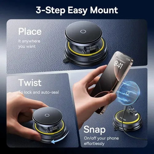 Baseus 15W PrimeTrip VC2 Flex Pro Magnetic Wireless Car Charger Mount Suction Cup Version