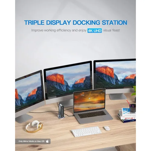 Baseus 17 Port Working Station Three-Screen Multifunctional Type-C Hub Adapter