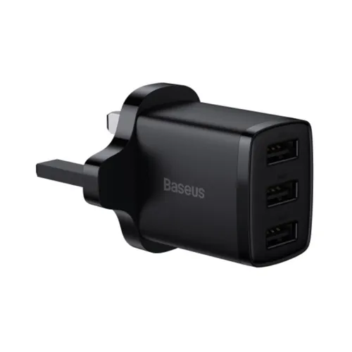 Baseus 17W 3 USB Ports UK 3 Pin Compact Charger