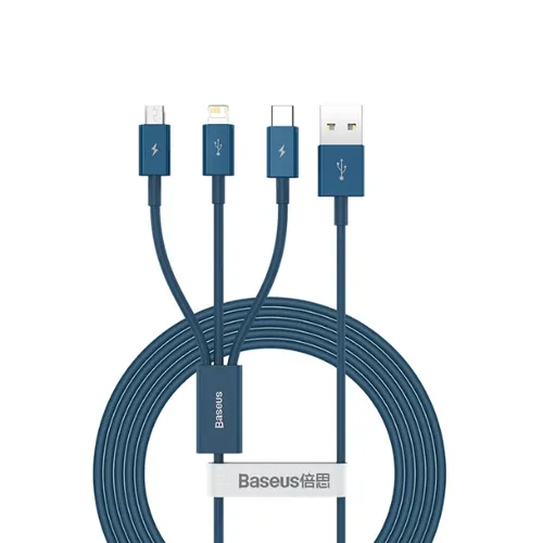 Baseus 3 in 1 Superior Series Fast Charging Data Cable USB To Micro + Lightning + Type-C 3.5A 1.5M CAMLTYS-02