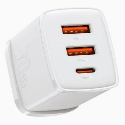 Baseus 30W 2U+C Compact Fast Charger UK White