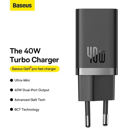 Baseus 40W GaN5 Pro C+C EU Fast Charger