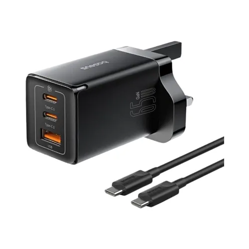 Baseus GaN5 Pro 2C+U 65W Charger with Type-C to Type-C 100W Cable