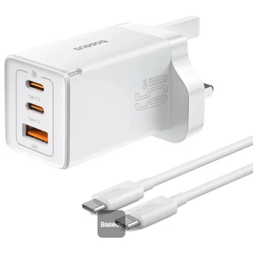 Baseus 65W GaN5 Pro 2C+U Fast Charger with Type-C to Type-C 100W Cable
