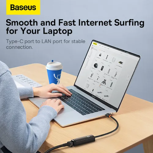 Baseus AirJoy 1000Mbps Type-C to RJ45 LAN Port Ethernet Adapter