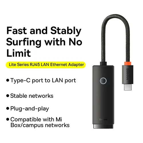 Baseus AirJoy 1000Mbps Type-C to RJ45 LAN Port Ethernet Adapter