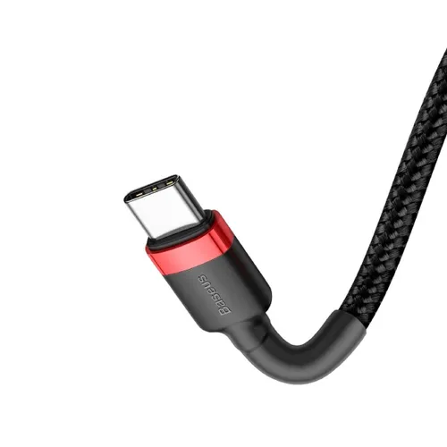 Baseus Cafule Cable Durable Nylon Cable USB-C PD / USB-C PD PD2.0 60W 20V 3A QC3.0 2M Black-Red- CATKLF-H91