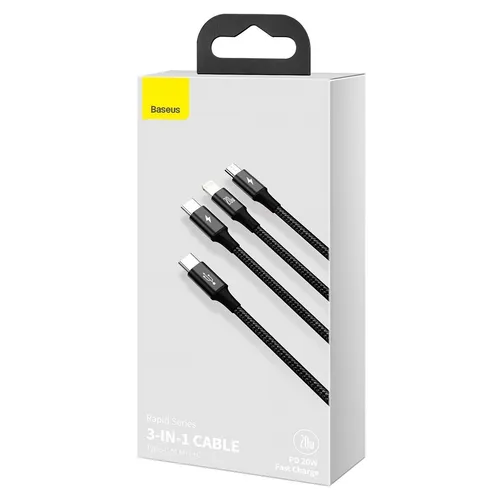 Baseus CAMLT-SC01 Rapid Series 3 In 1 Cable Type-C To iPhone + Type-C + Micro PD 20W 1.5M