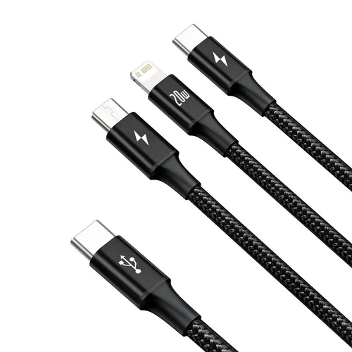 Baseus CAMLT-SC01 Rapid Series 3 In 1 Cable Type-C To iPhone + Type-C + Micro PD 20W 1.5M