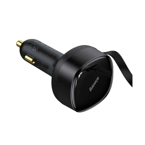 Baseus Car Charger Enjoyment Retractable dual Output Type-c & Lightning 30W Black CGTX000001