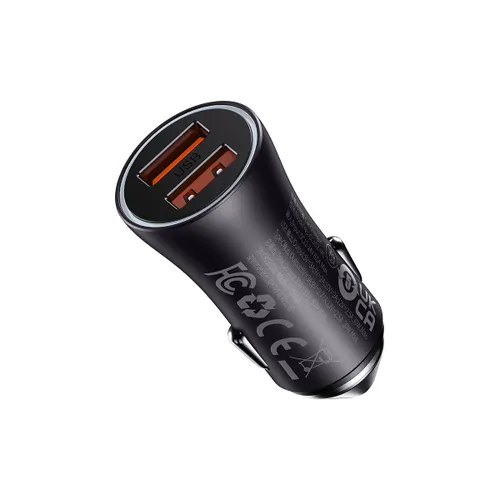 Baseus Car Charger Golden Contactor Max - 2XUSB - QC PD 60W (CGJM000013) Dark Grey