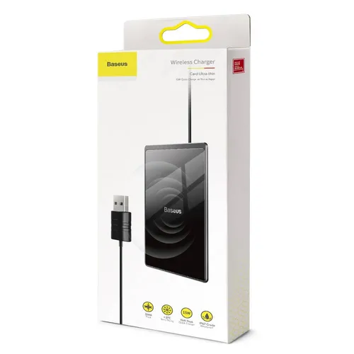 BASEUS Card Ultra Thin Wireless Charger 15W (With USB Cable 1M) Black WX01B-01