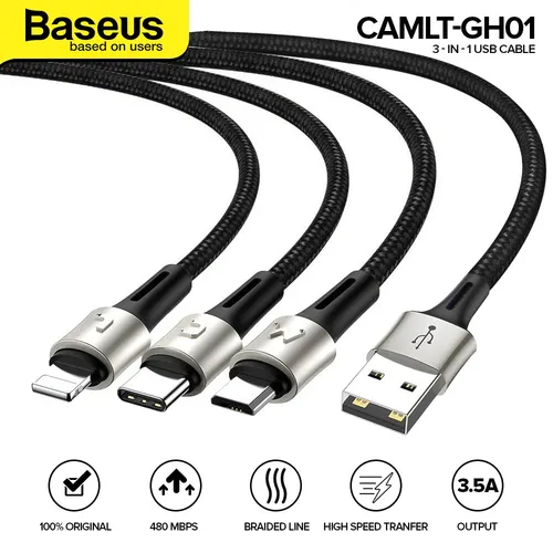 BASEUS Caring 3 In 1 Cable 1.2M CAMLT-GH01