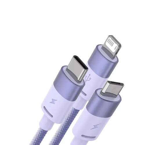Baseus CAXS000005 3in1 USB cable StarSpeed Series USB-C + Micro + Lightning 3.5A 1.2m - Purple