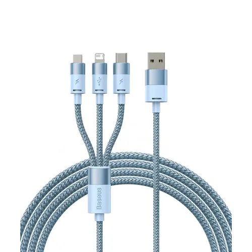 Baseus CAXS000017 Cable 3in1 USB StarSpeed Series USB-C + Micro + Lightning 3.5A 1.2m – Blue