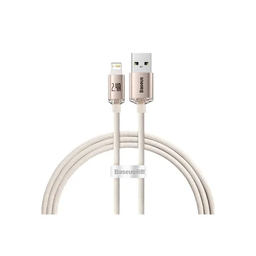 Baseus Crystal Shine 20W 2.4A USB To Lightning Cable 1.2m Pink – CAJY001104