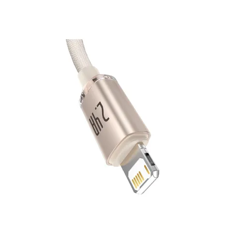 Baseus Crystal Shine 20W 2.4A USB To Lightning Cable 1.2m Pink - CAJY001104