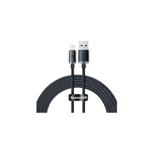 BASEUS CRYSTAL SHINE FAST CHARGING USB TO IP 2.4A 1.2M BLK(CAJY000001)-(6m)
