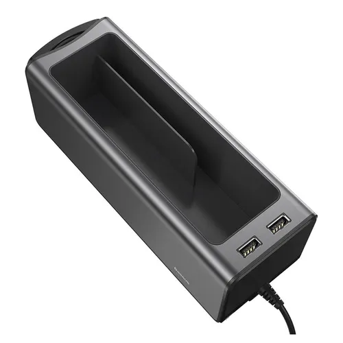 BASEUS Deluxe Metal Armrest Console Organizer (Dual USB Power Supply) Black CRCWH-A01