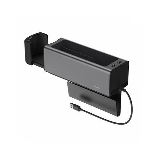 BASEUS Deluxe Metal Armrest Console Organizer (Dual USB Power Supply) Black CRCWH-A01