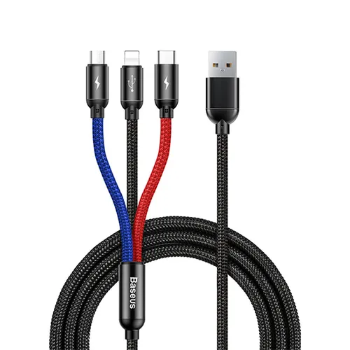 Baseus Digital Display Dual USB 4.8A Car Charger 24W with Three Primary Colors 3-in-1 USB 1.2M Cable