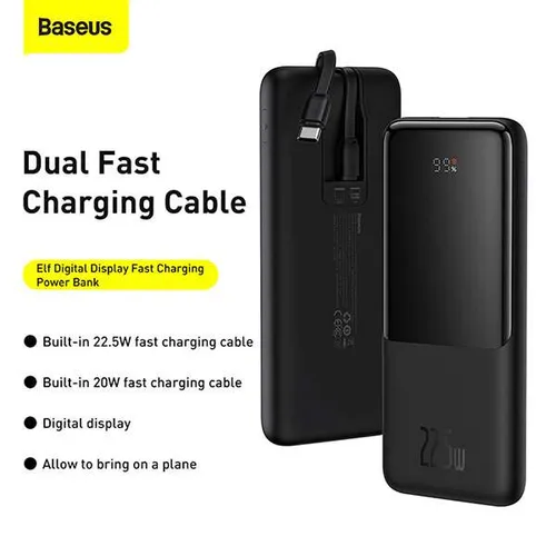 Baseus ELF Digital Display 22.5W Fast Charge 10000mAh Power Bank with Charging Cables